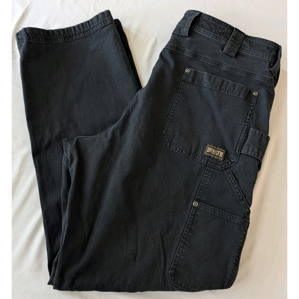 Duluth Trading Co Flex Fire Hose Work Pants Mens 40x34 Black Relaxed Fit Cargo